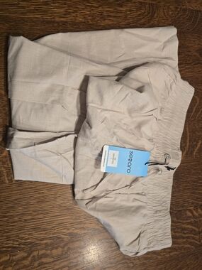 Sezane Light Beige Linen-Blend Tuckable Pants